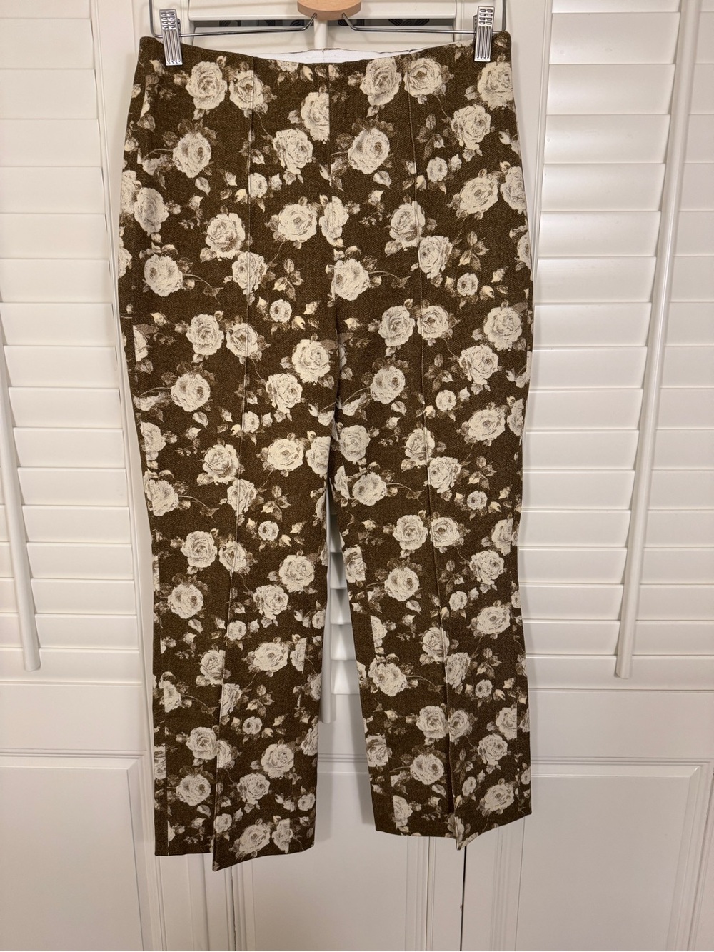 Pearl by Lela Rose Cedar Ivory Printed Denim Kate Pants Size 8